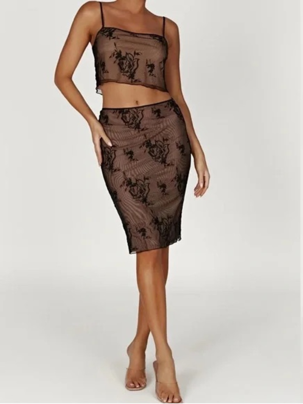 MESHKI mesh top & skirt